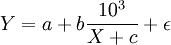 Y=a+b\frac{10^3}{X+c}+\epsilon