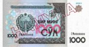 乌兹别克斯坦索姆2001年版1000 Sum面值——正面