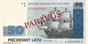 拉脱维亚拉特1992年版50 Latu面值——正面