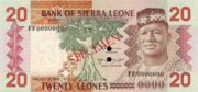 塞拉利昂利昂1982年版面值20 Leones——正面
