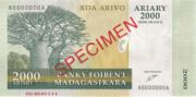 马达加斯加法郎2003年版面值2000 Ariary/10,000 Francs——正面