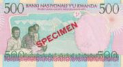 卢旺达法郎1998年版面值500 Francs——反面