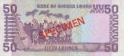 塞拉利昂利昂1989年版面值50 Leones——反面