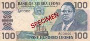 塞拉利昂利昂1990年版面值100 Leones——正面