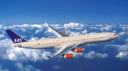 First official picture of SAS new long haul aircraft, 15DEC99.