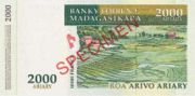 马达加斯加法郎2003年版面值2000 Ariary/10,000 Francs——反面