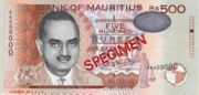 毛里求斯卢比1999年版500 Rupees面值——正面