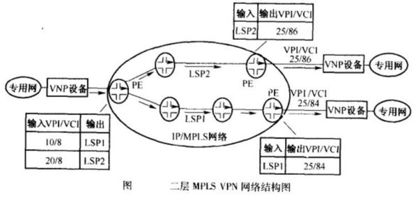 二层MPLS VPN的网络结构图