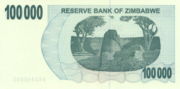 津巴布韦元2006年版100000Dollars面值——反面