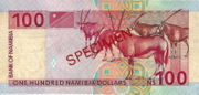 纳米比亚元年版面值100 Dollars——反面
