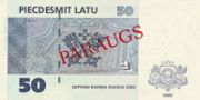 拉脱维亚拉特1992年版50 Latu面值——反面