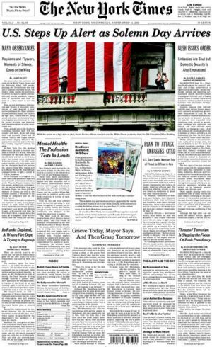 2002年9月11日的《纽约时报》头版