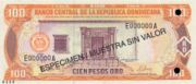 多米尼加比索1997年版100 Pesos Oro面值——正面