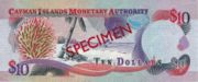 开曼群岛元1998年版10 Dollars面值——反面