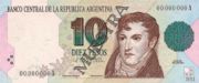 阿根廷比索1992年版10 Pesos面值——正面