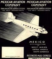 July 15, 1936 United States edition of a Mexicana timetable. Note the inscription that associates the airline with Pan Am This image has an uncertain copyright status and is pending deletion. You can comment on the removal.