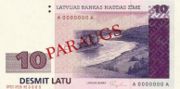拉脱维亚拉特1992年版10 Latu面值——正面