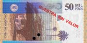 哥伦比亚比索2000年版面值50,000 Pesos——反面