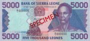 塞拉利昂利昂1993年版面值5000 Leones——正面
